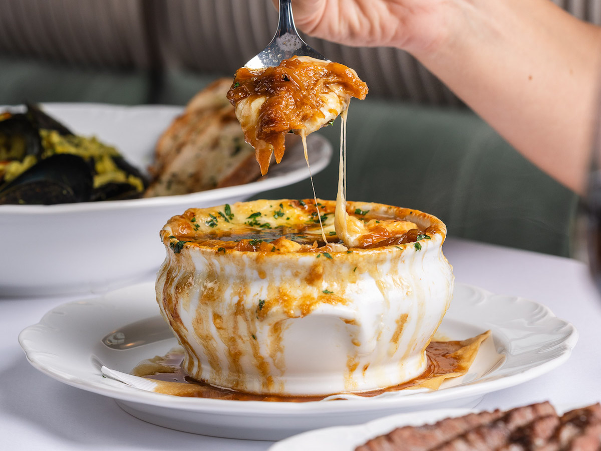 French onion soup at Annabelle Brasserie. | Photo by Brian Kennedy