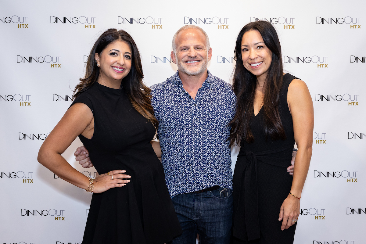 Megha McSwain, DiningOut Houston's Managing Editor with Jeff Suskin, Publisher, and Shalisa Pouw, Director of Operations. | Photo by Emily Jaschke