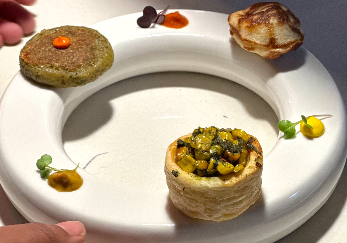 A meticulously plated dish from the chef-tasting menu at Verandah. | Photo by Verandah