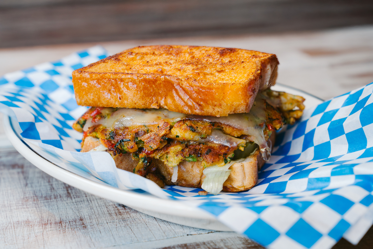 The Viet-Cajun crawfish patty melt, a collaboration for Burger Bodega's Guest Chef Series. | Photo by Rebekah Flores