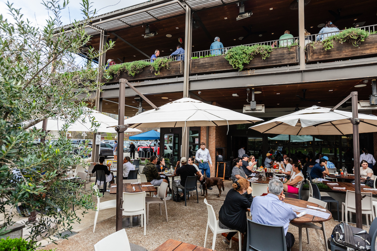 The sprawling two-level patio space at Hungry's in Rice Village. | Photo by Becca Wright