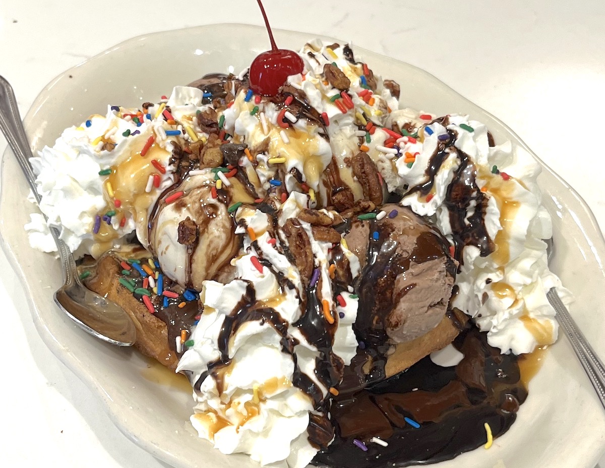 Waffle sundae at Kenny & Ziggy's Delicatessen. | Photo by Paula Murphy