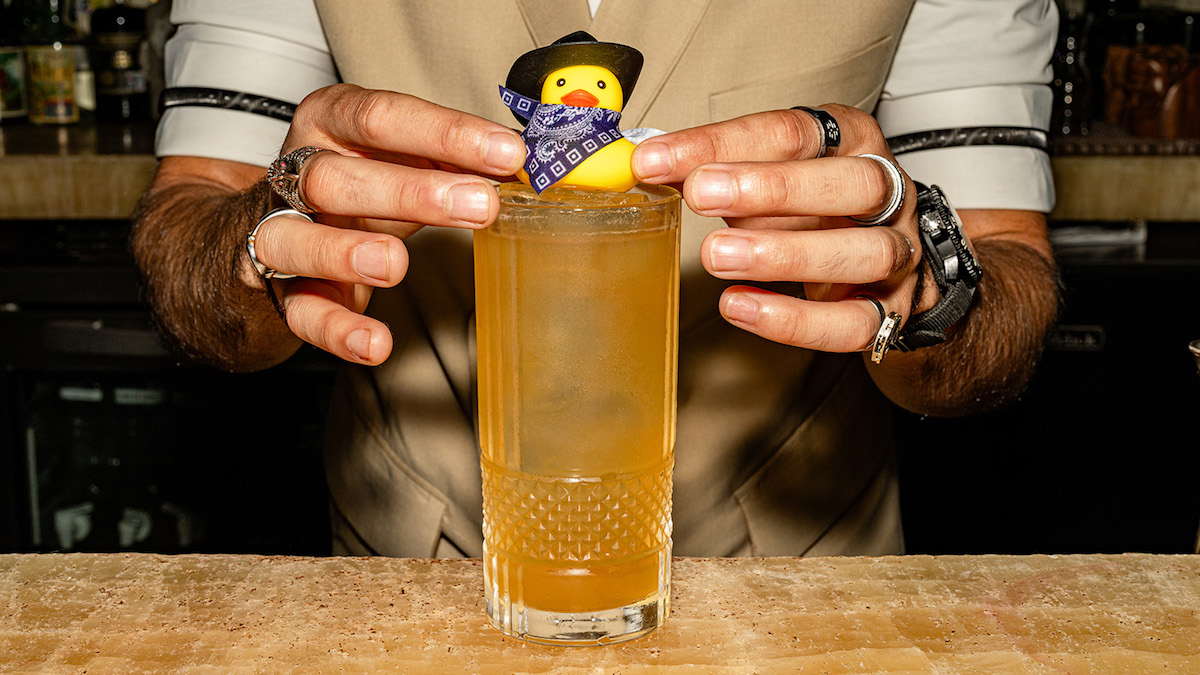 Playful finishing touches on a new cocktail at Bandista. | Photo by Four Seasons Houston