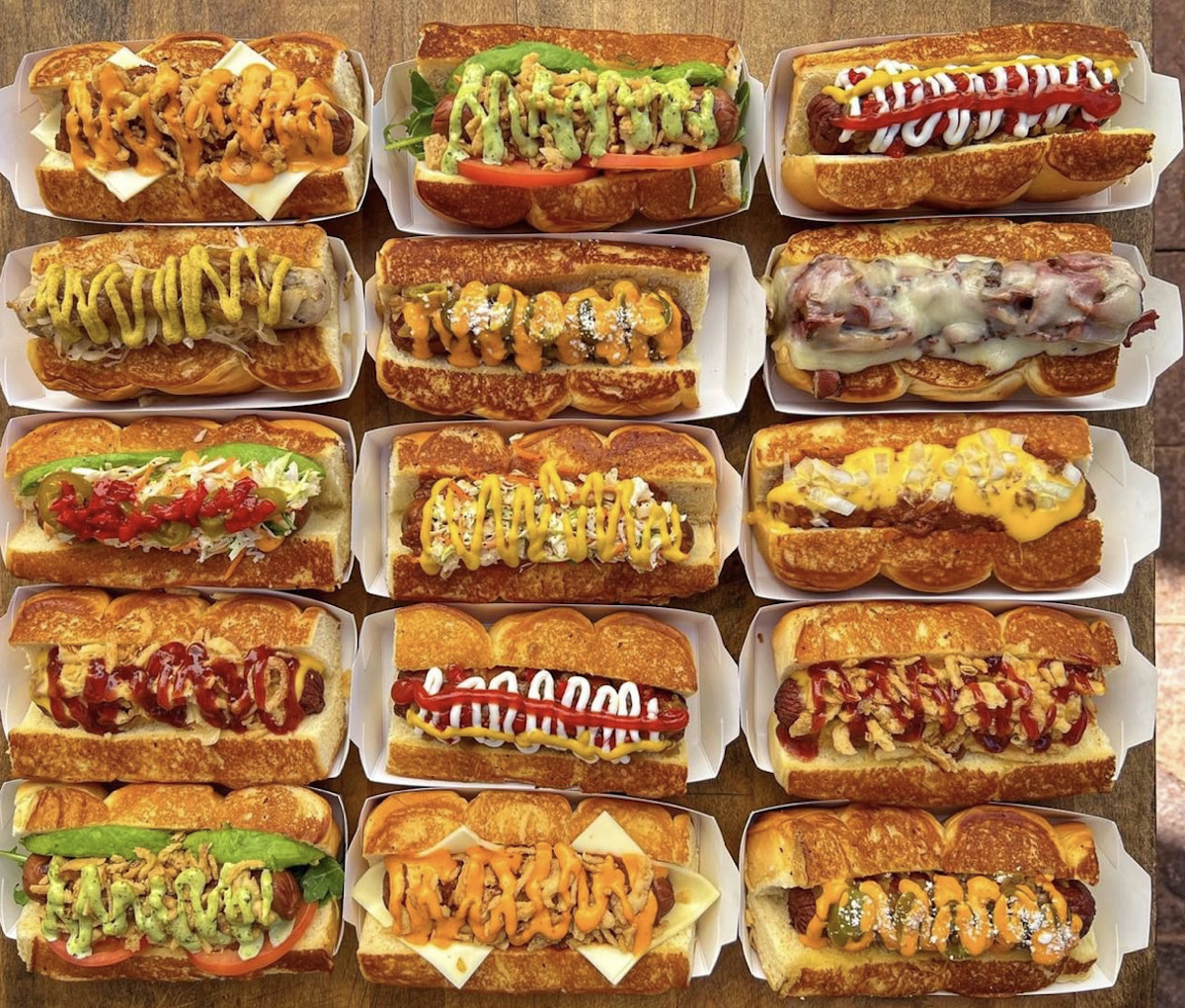 A variety of Haus Dogs at Dog Haus. | Photo by Dog Haus