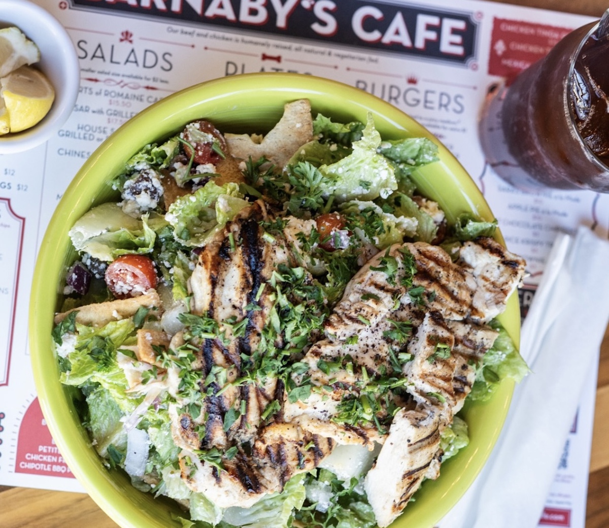 IMG_5323 - DiningOut Houston A full portion grilled chicken salad at Barnaby's. | Photo by Barnaby's