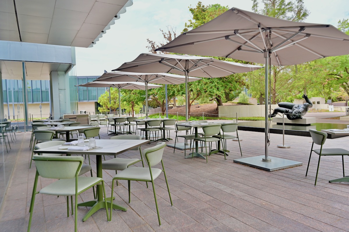 Le Jardinier Patio credit - Alex Montoya - DiningOut Houston The patio at Le Jardinier with views of the Museum of Fine Arts Houston's sculpture garden. | Photo by Alex Montoya
