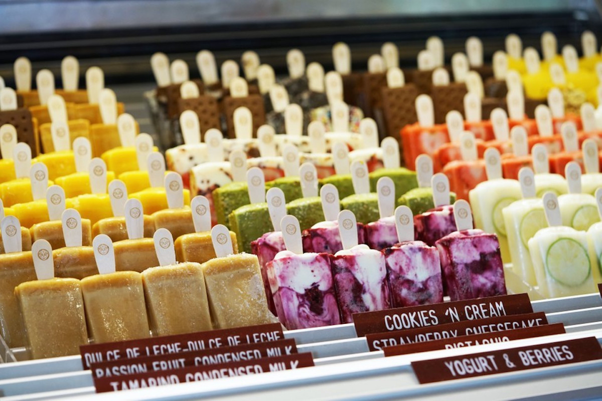 A variety of paletas entice in glass cases at Morelia's Gourmet Paletas. | Photo by Morelia's Gourmet Paletas
