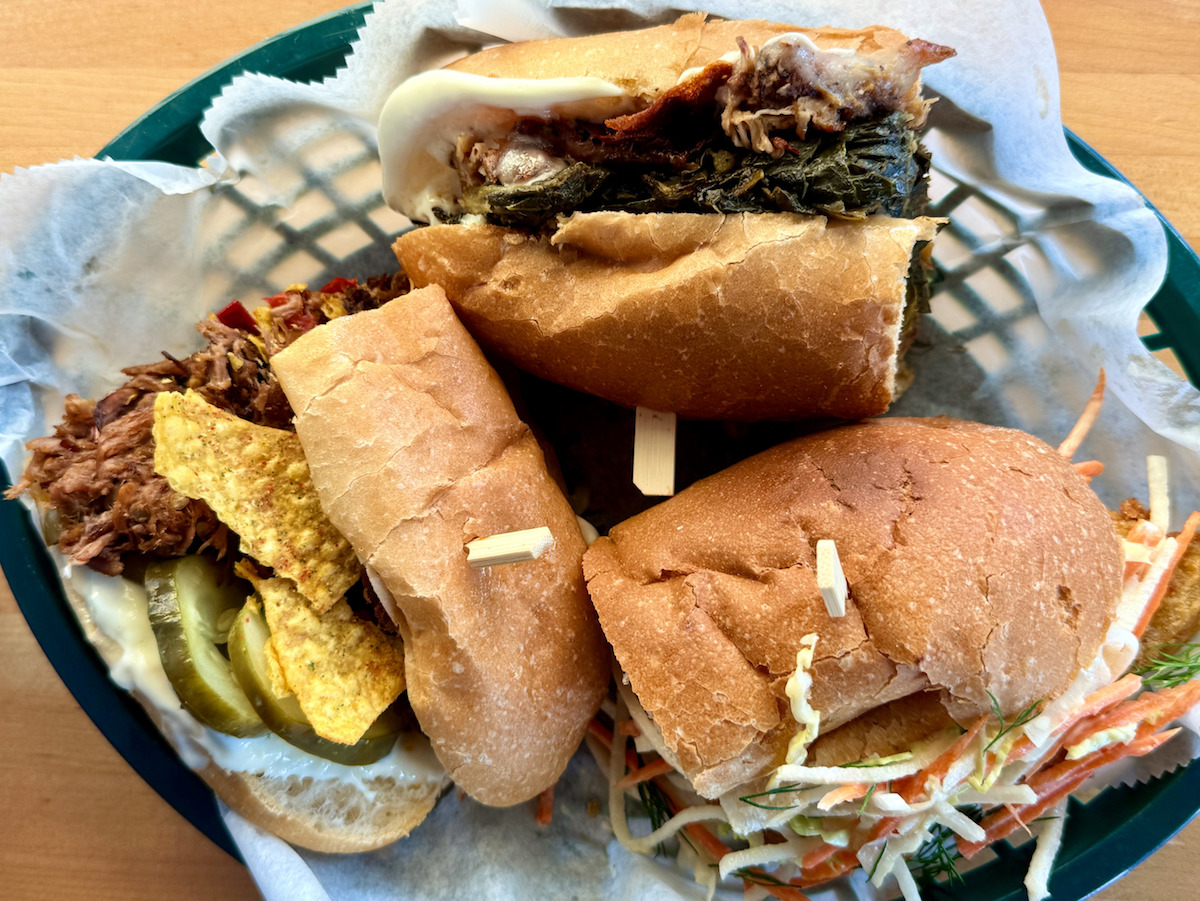 winnieboy - DiningOut Houston During a recent po'boy celebration, Winnie's offered three versions including Mississippi Beef Debris (with Cool Ranch Doritos), Fried Green Tomato, and Philly X Nola Roast Pork. | Photo by Benjy Mason