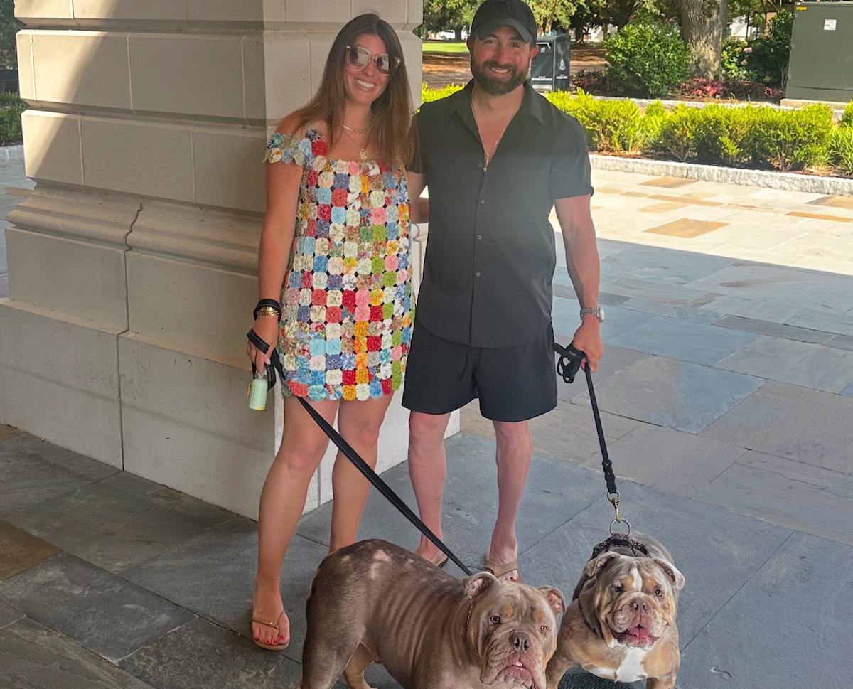 Leonard Botello IV and Abby Byrom-Botello of Truth BBQ with their French bulldogs Waylon and Dolly. | Photo courtesy of Leonard Botello IV and Abby Byrom-Botello
