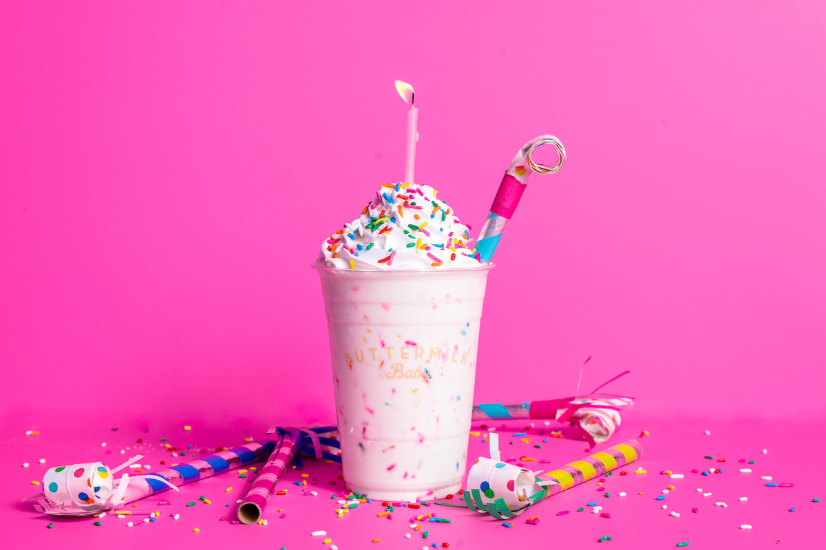 The limited time birthday cake shake at Buttermilk Baby, offered through the end of September. | Photo by Hasan Yousef