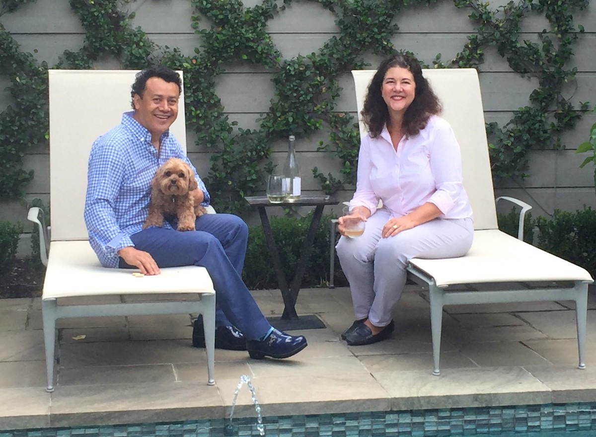 Hugo and Tracy Ortega-H-Town Restaurant Group 2 - DiningOut Houston Hugo Ortega and Tracy Vaught, co-owners of H-Town Restaurant Group with their dog Coco. | Photo courtesy of Hugo Ortega