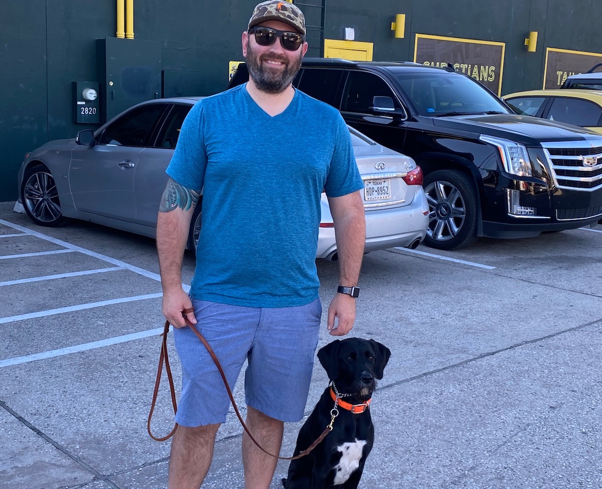 Matt Tanner-EZs - DiningOut Houston Matt Tanner, co-owner and operator of EZ's Liquor Lounge with his dog Greta. | Photo courtesy of Matt Tanner