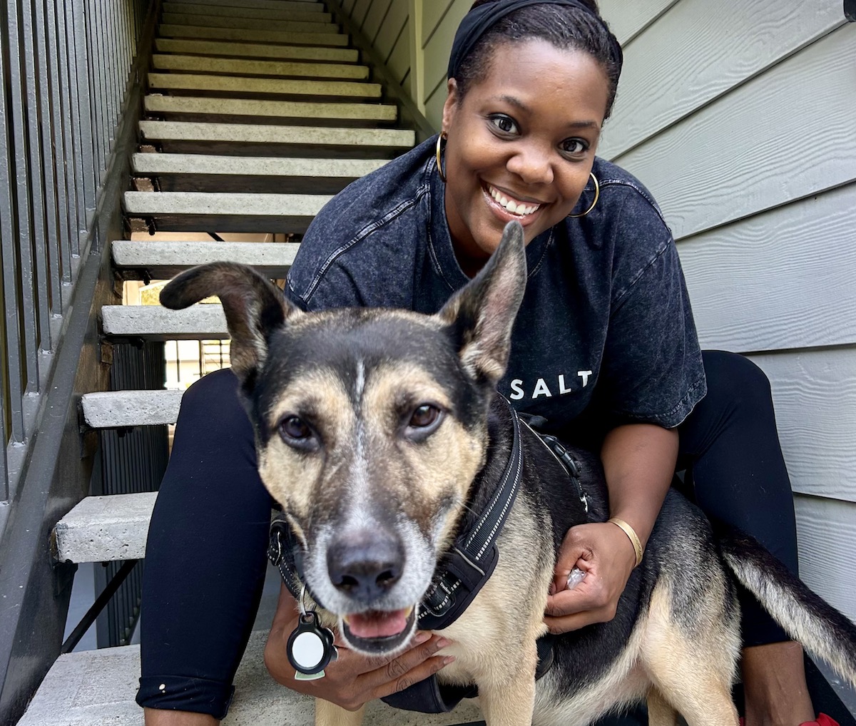 Michelle Wallace-Btween Sandwich Co - DiningOut Houston Michell Wallace, chef and owner of B'tween Sandwich Co. with her dog Rocco. | Photo courtesy of Michelle Wallace