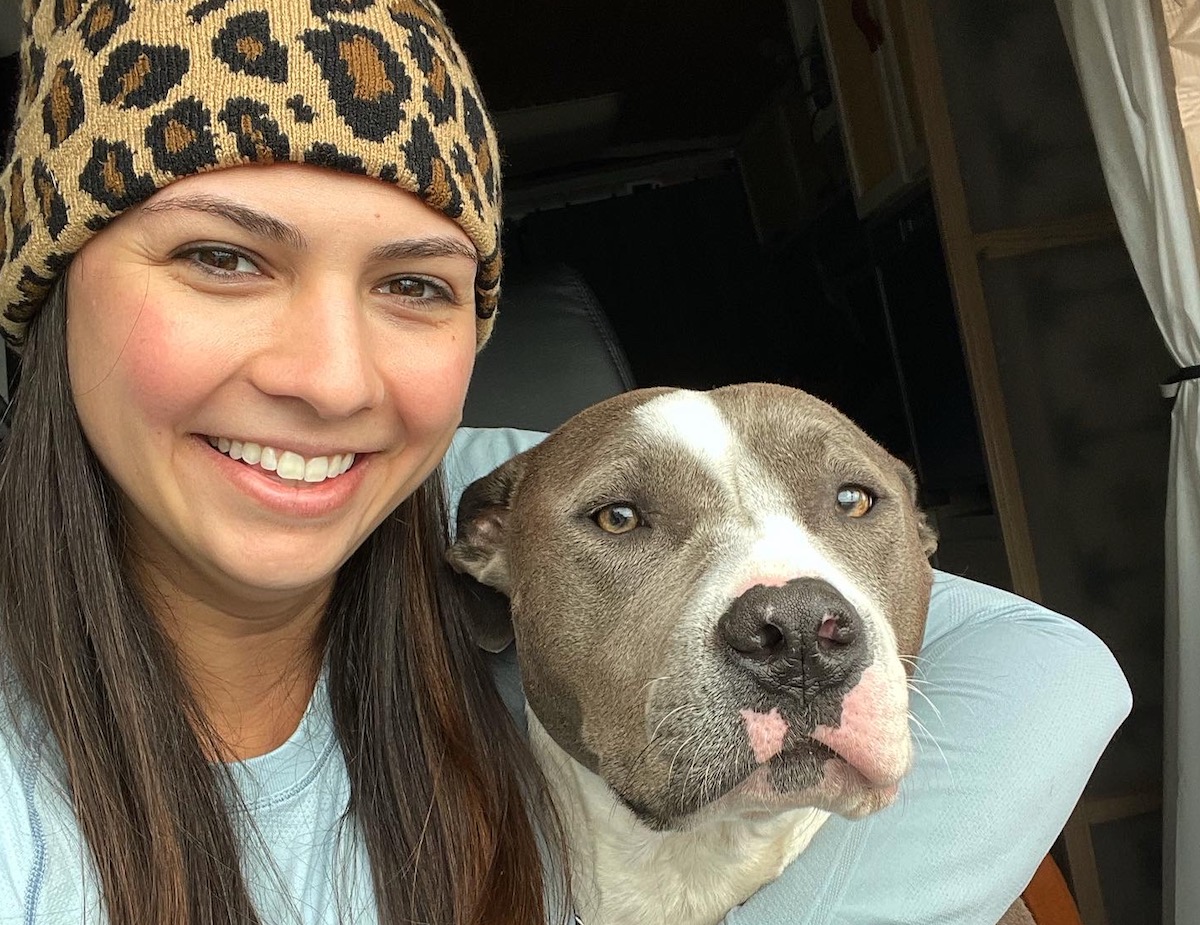 Nicole Bean of Pizaro's Pizza with her pitbull Daisy. | Photo courtesy of Nicole Bean