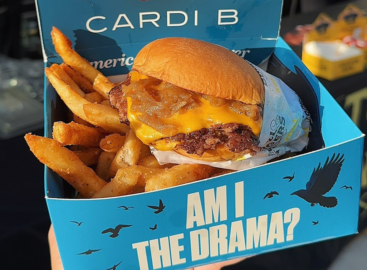The custom Trill Burgers box celebrating Cardi B's new album "Am I The Drama" made exclusively for Bun B's visit the hip-hop superstar. | Photo by Trill Burgers