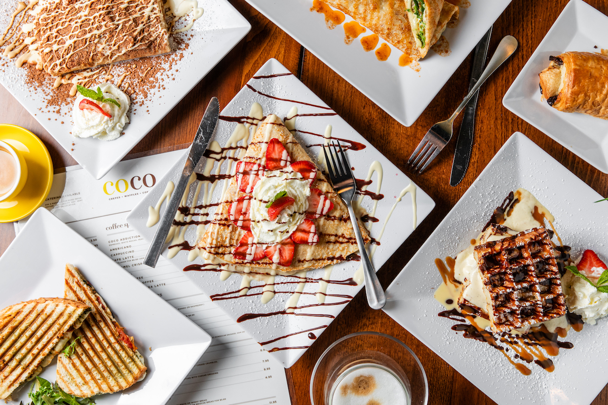 A spread of crepes, coffee, and more at Coco's Crepes. | Photo by Becca Wright