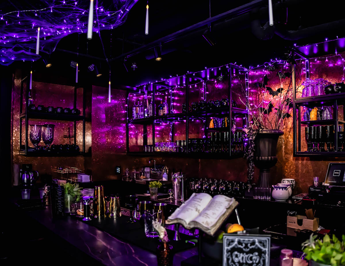 Sip cocktails upstairs in the speakeasy vibe of Covens Haunt at Cursed Cauldron Photo by Christina Griffin - WDR Imagery - DiningOut Houston The Covens Haunt themed decor at Cursed Cauldron. | Photo by Christina Griffin